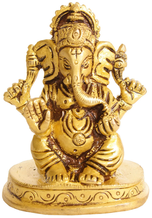 3" Lord Ganesha Handmade Brass Statue for Pooja
