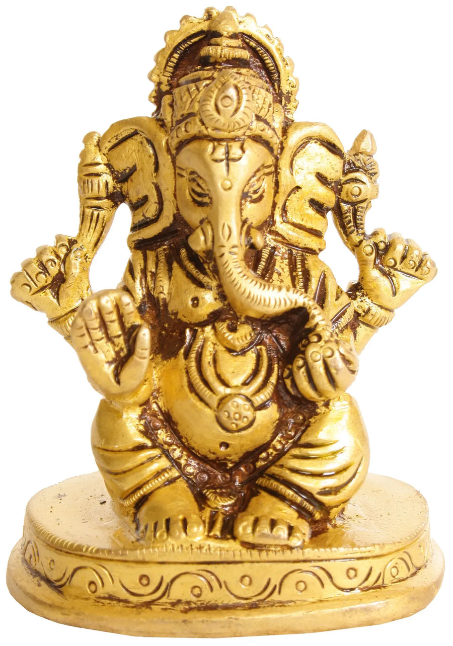 3" Lord Ganesha Handmade Brass Statue for Pooja