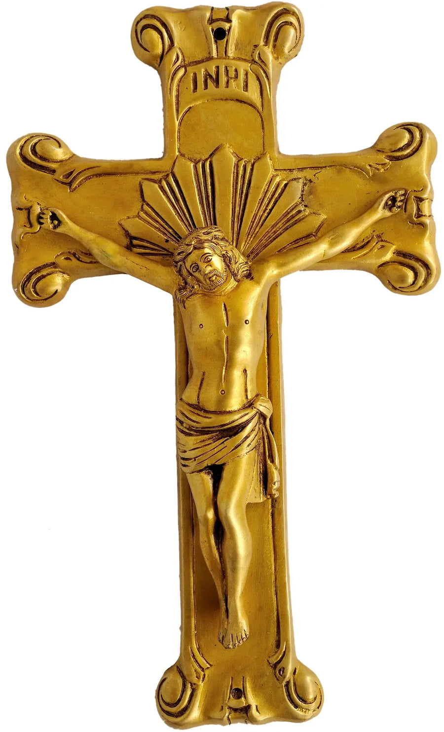 13" Jesus on The Cross Handmade Brass Statue