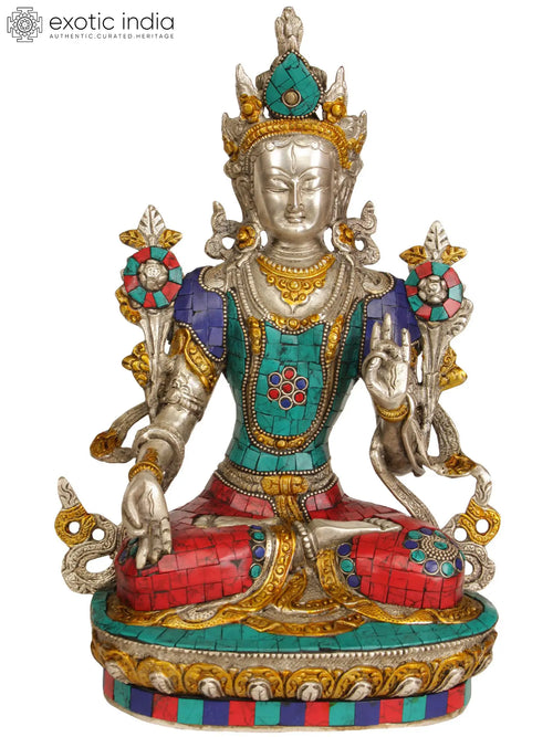 12" White Tara Tibetan Buddhist Brass Statue Handmade