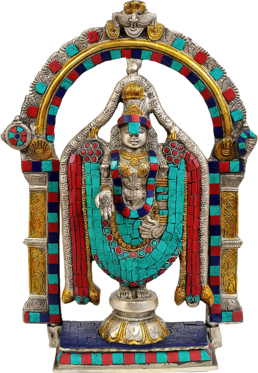 13" Lord Venkateshvara Brass Statue Handmade