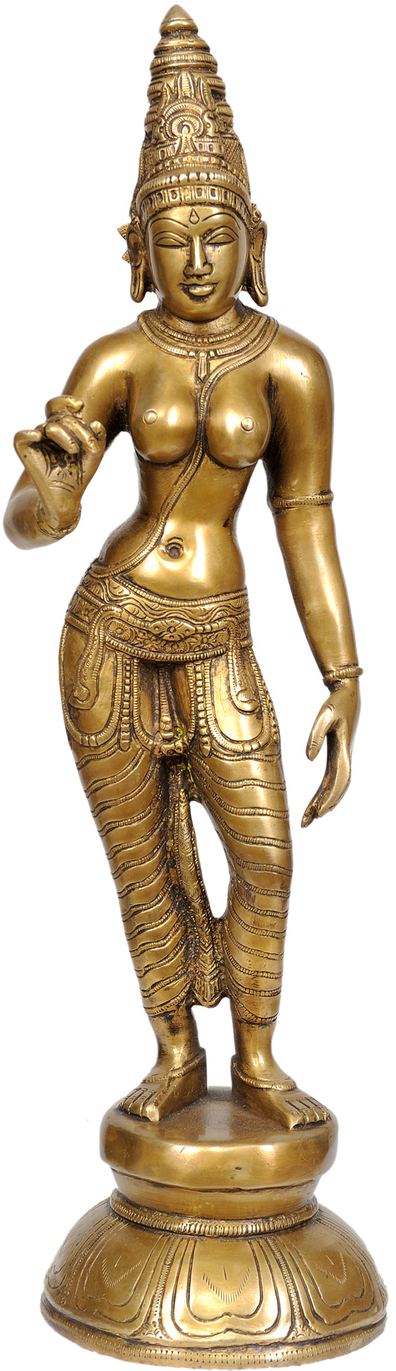 17" Devi Parvati Handmade Brass Idol for Pooja
