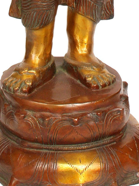 44" Large Size Namaste Lady in Brass | Indian Handcrafted Idol