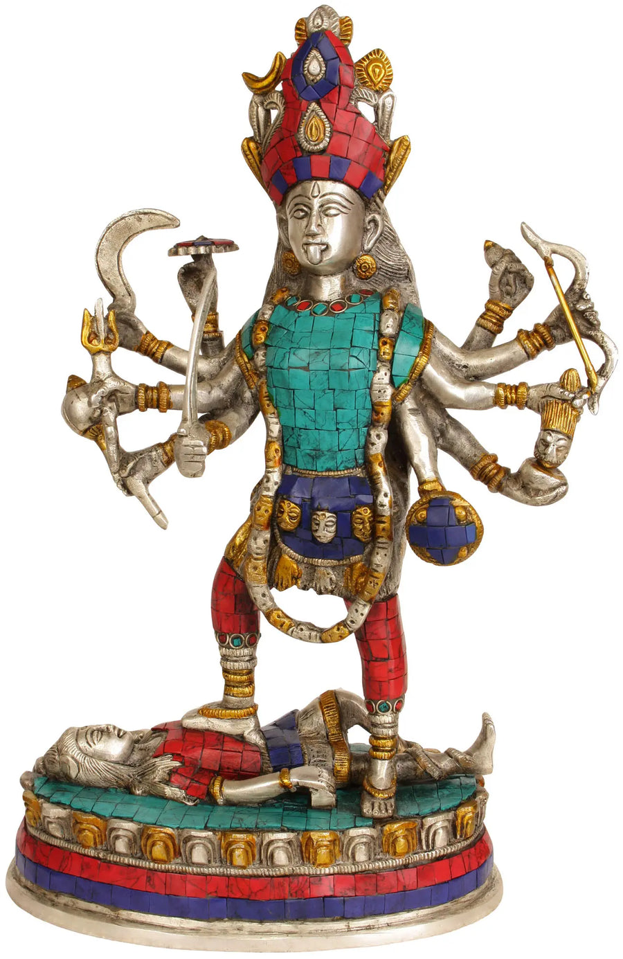 14" Goddess Kali Handmade Brass Statue for Pooja