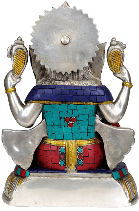 11" Bhagawan Ganesh in Brass | Inlay Work | Handmade | Made In India