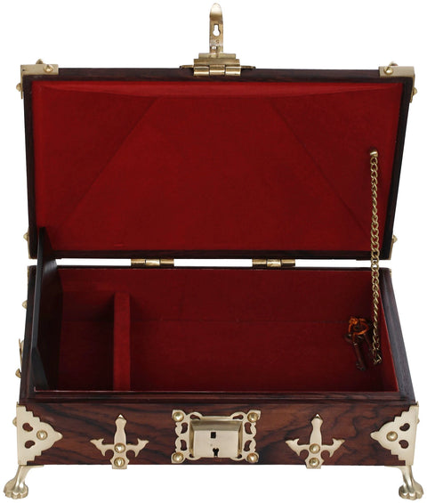 10" Wooden Box from Kerala in Brass | Handmade | Made in India