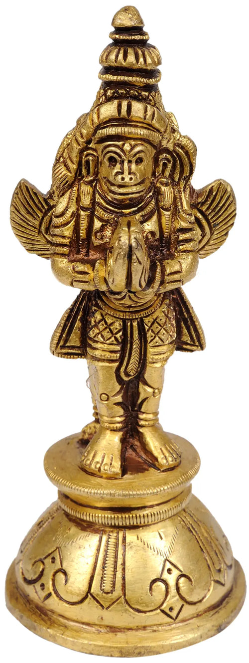 4" Hanuman and Garuda Handmade Brass Statue for Pooja