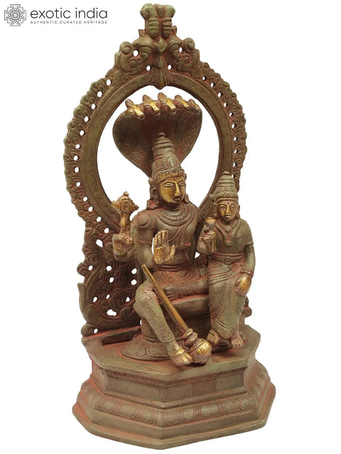 10" Vishnu and Lakshmi Brass Statue | Handmade Brass Idols | Made in India