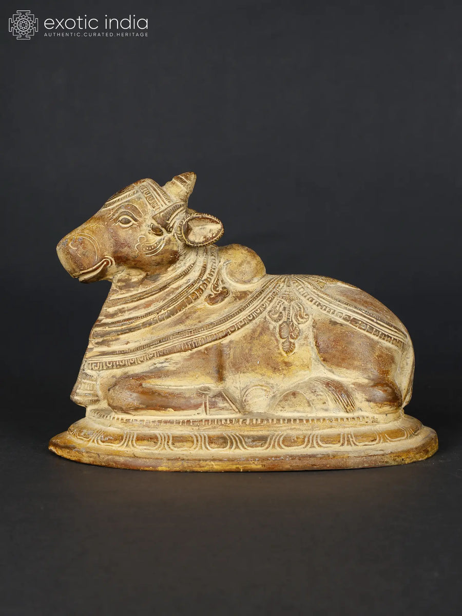 6" Nandi Handmade Brass Statue for Home Decor