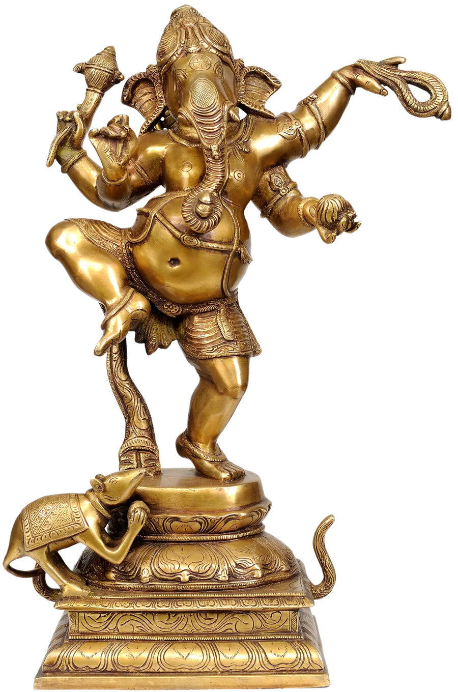 19" Dancing Ganesha Brass Statue Handmade