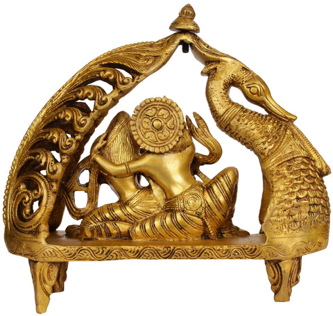 9" Radha Krishna Swan Boat In Brass | Handmade | Made In India