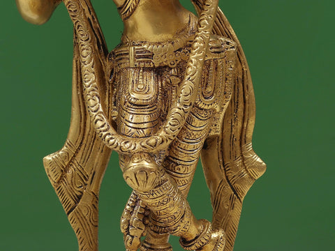 11" Murlidhar Krishna Brass Sculpture | Handmade Brass Statue | Made in India