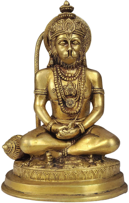 7" Lord Hanuman Brass Statue Handmade