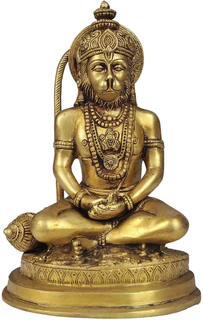 7" Lord Hanuman Statue in Brass | Handmade | Made in India