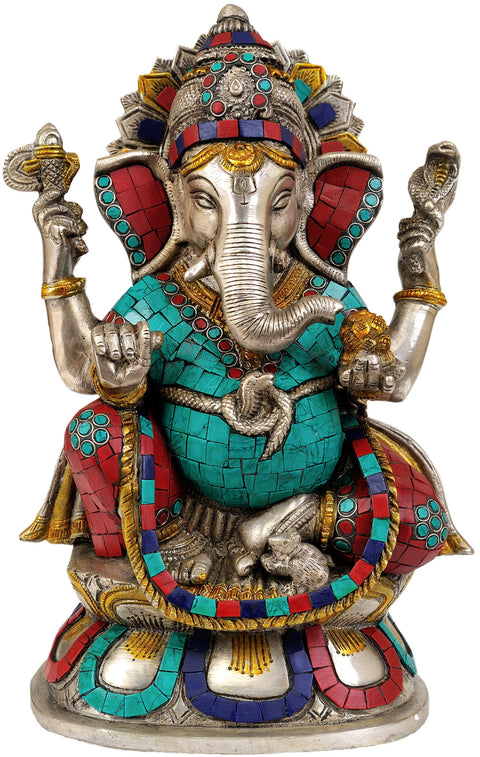11" Bhagawan Ganesha Sculpture in Brass | Handmade | Made in India