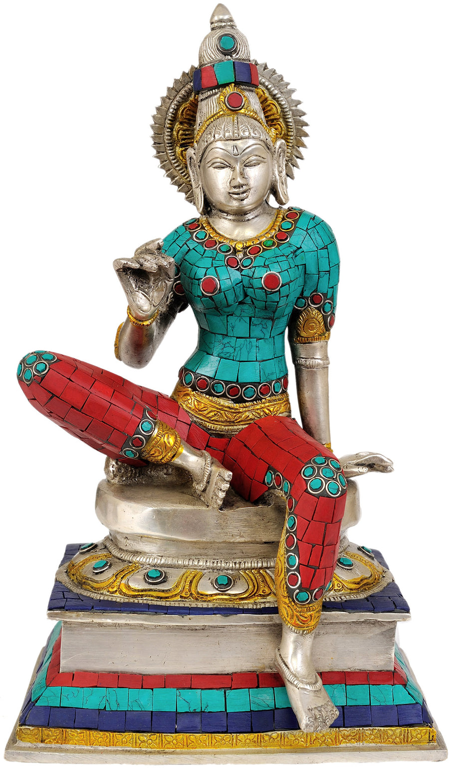 Seated Uma Parvati Brass Statue for Pooja