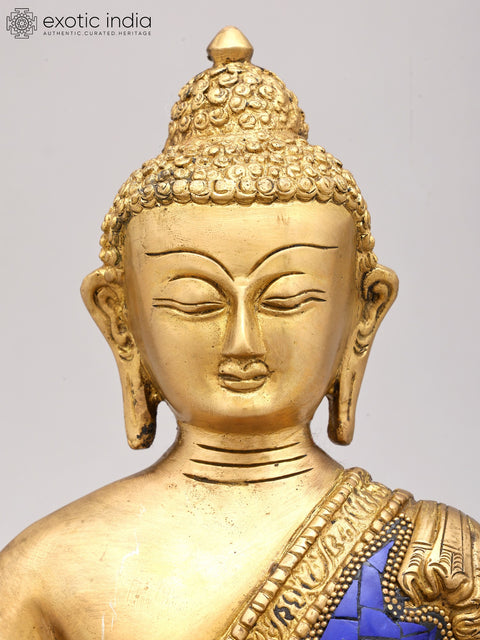 11" Tibetan Buddhist Deity Lapis Buddha of Healing In Brass