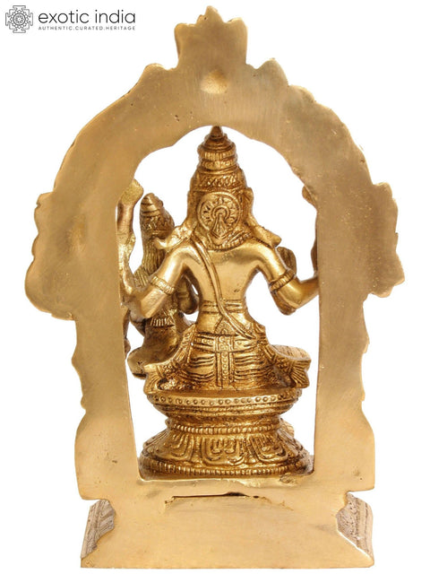 8" Bhagawan Narasimha with Lakshmi Brass Statue | Handmade | Made in India