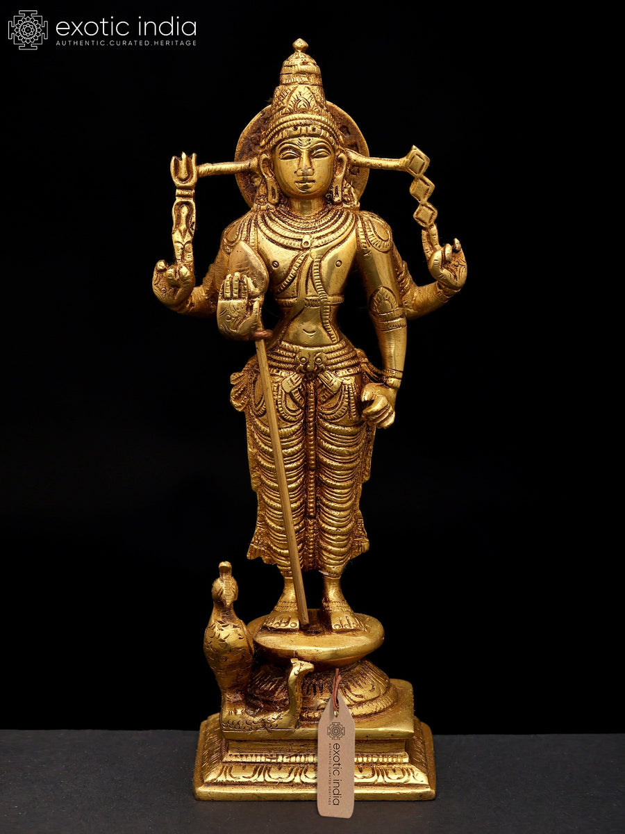 8" Karttikeya Handmade Brass Statue for Home Pooja