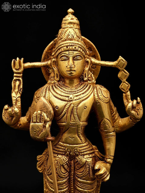8" Karttikeya Brass Statue | Handmade | Made in India