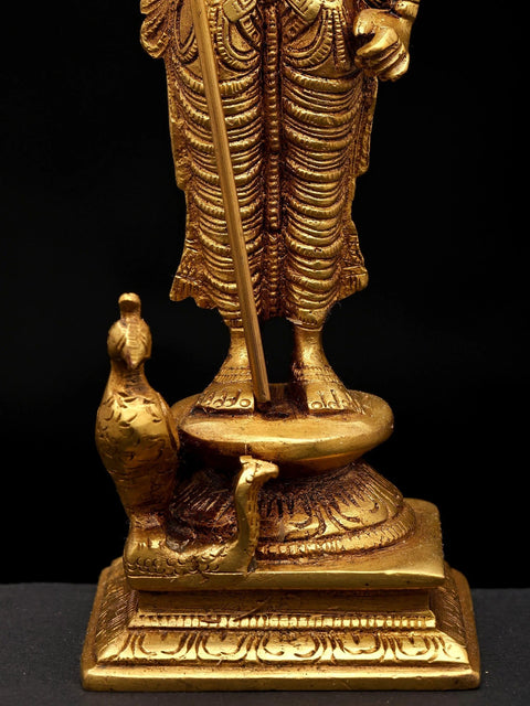 8" Karttikeya Brass Statue | Handmade | Made in India