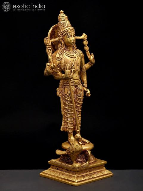 8" Karttikeya Brass Statue | Handmade | Made in India