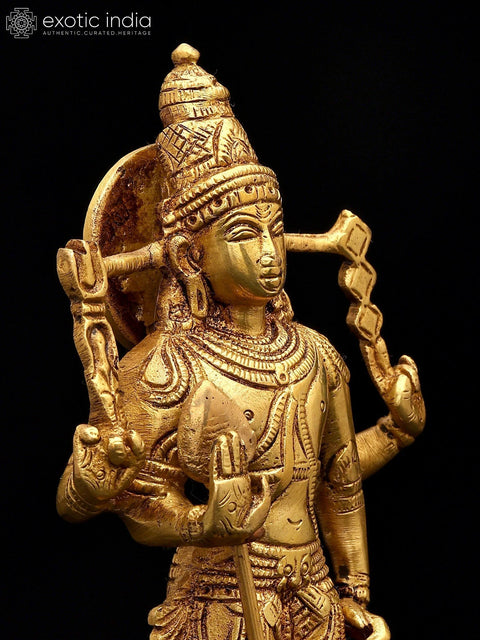 8" Karttikeya Brass Statue | Handmade | Made in India