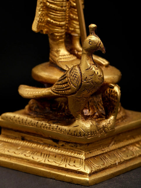 8" Karttikeya Brass Statue | Handmade | Made in India