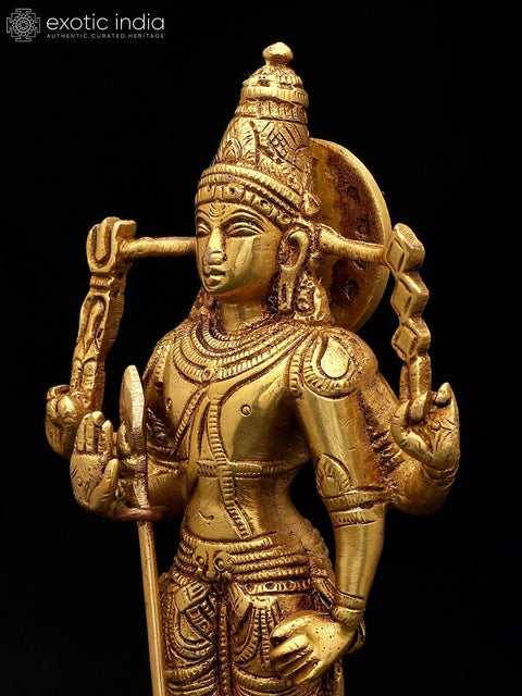 8" Karttikeya Brass Statue | Handmade | Made in India
