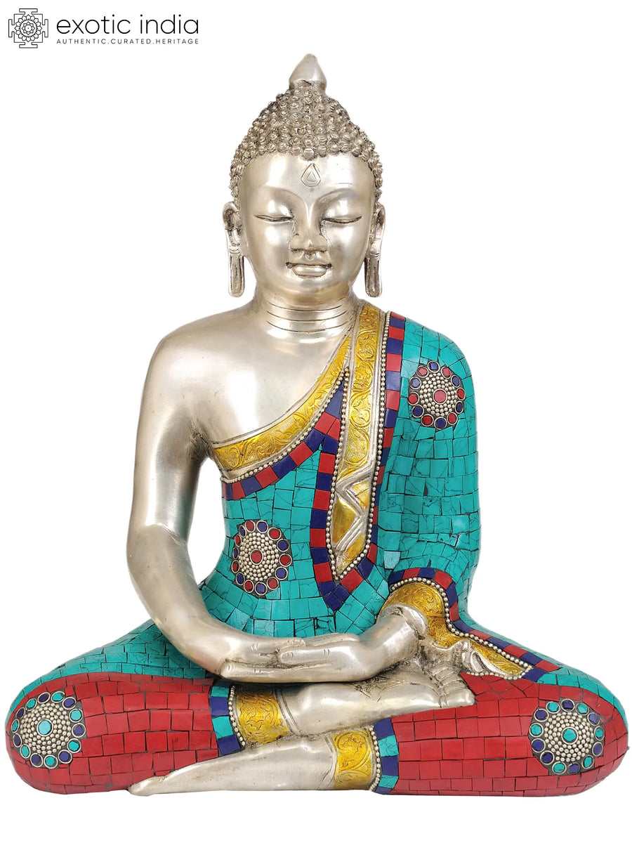 14" Lord Buddha Dhyana Mudra Handmade Brass Statue