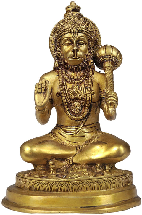7" Lord Hanuman Statue in Brass | Handmade | Made in India