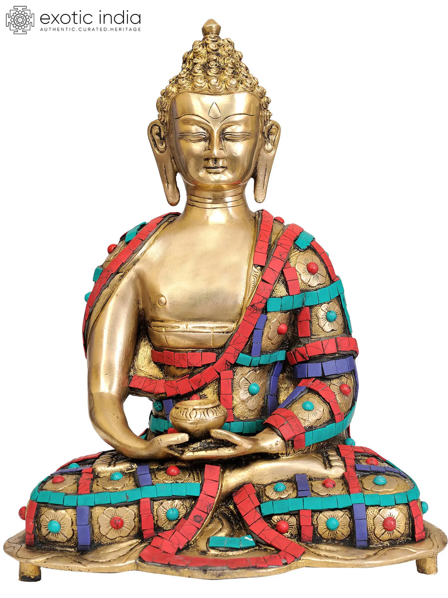 14" Handmade Lord Buddha in Dhyana Mudra Brass Statue