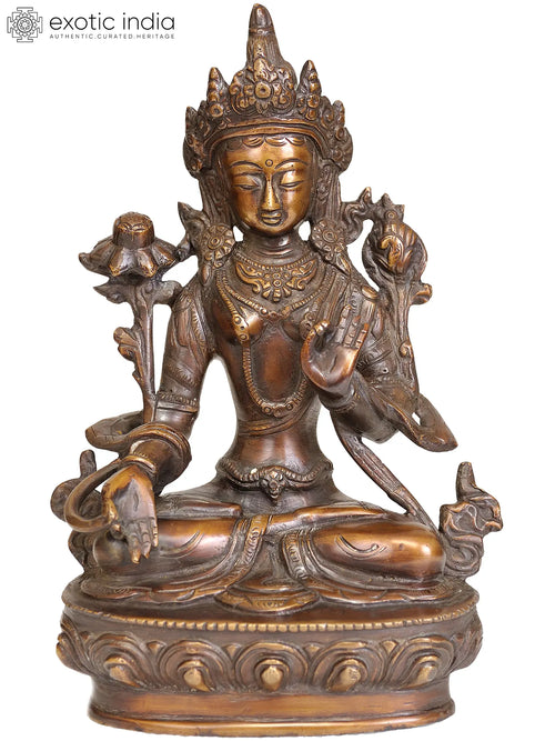 8" White Tara Tibetan Buddhist Goddess Handmade Brass Statue