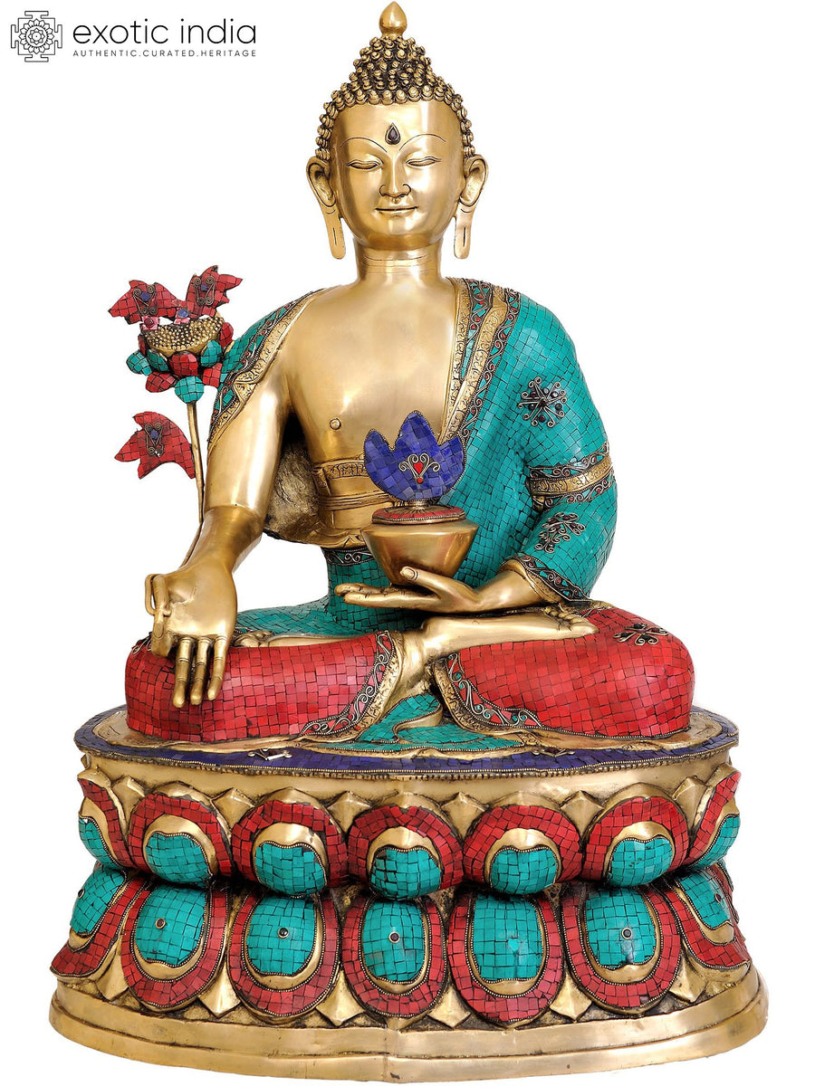 38" Large Medicine Buddha Brass Statue Handmade