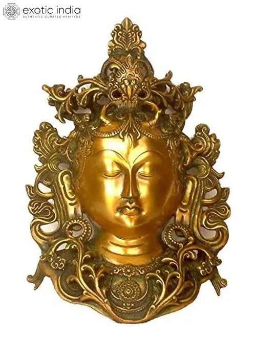 12" Brass Tibetan Buddhist Tara Mask Wall Hanging