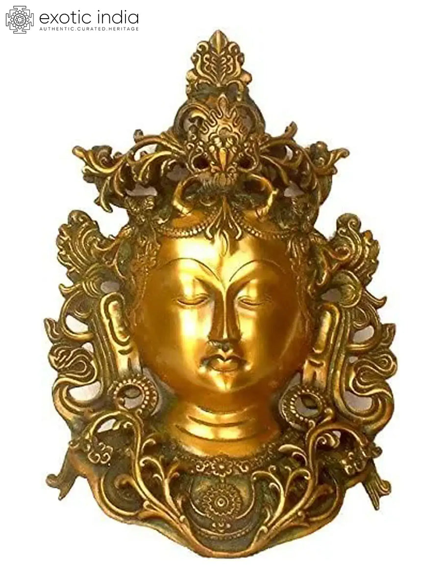 12" Brass Tibetan Buddhist Tara Mask Wall Hanging