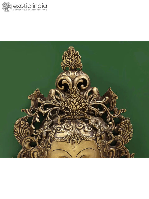 12" Tibetan Buddhist Wall Hanging Tara Mask in Brass