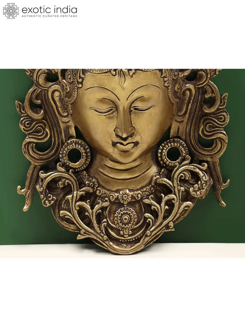 12" Tibetan Buddhist Wall Hanging Tara Mask in Brass