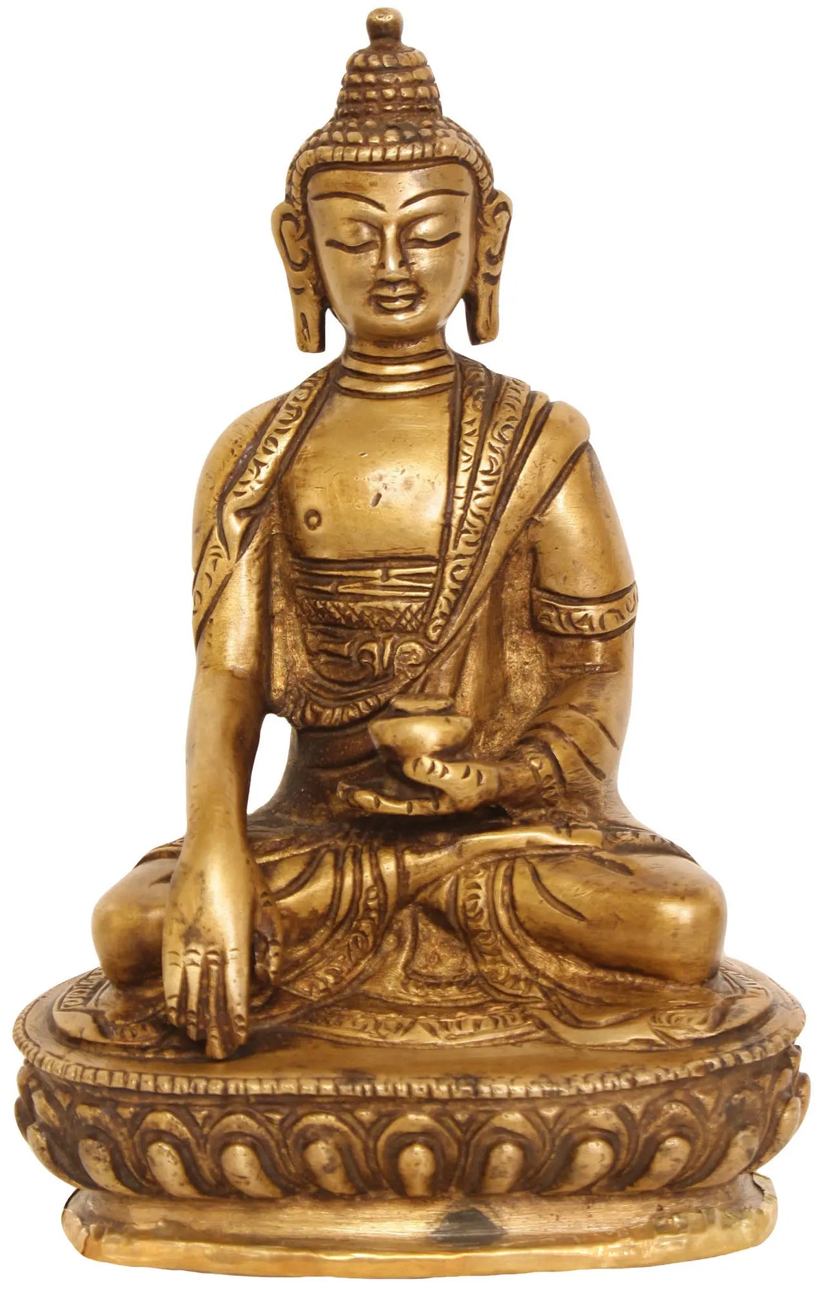 6" Brass Bhumisparsha Buddha Sculpture | Handmade | Made in India