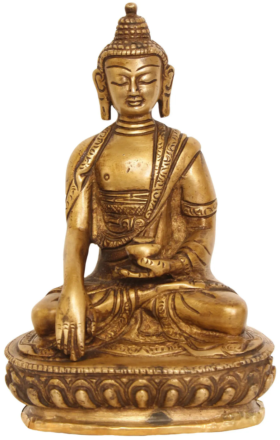 6" Brass Bhumisparsha Buddha Handmade Statue for Pooja