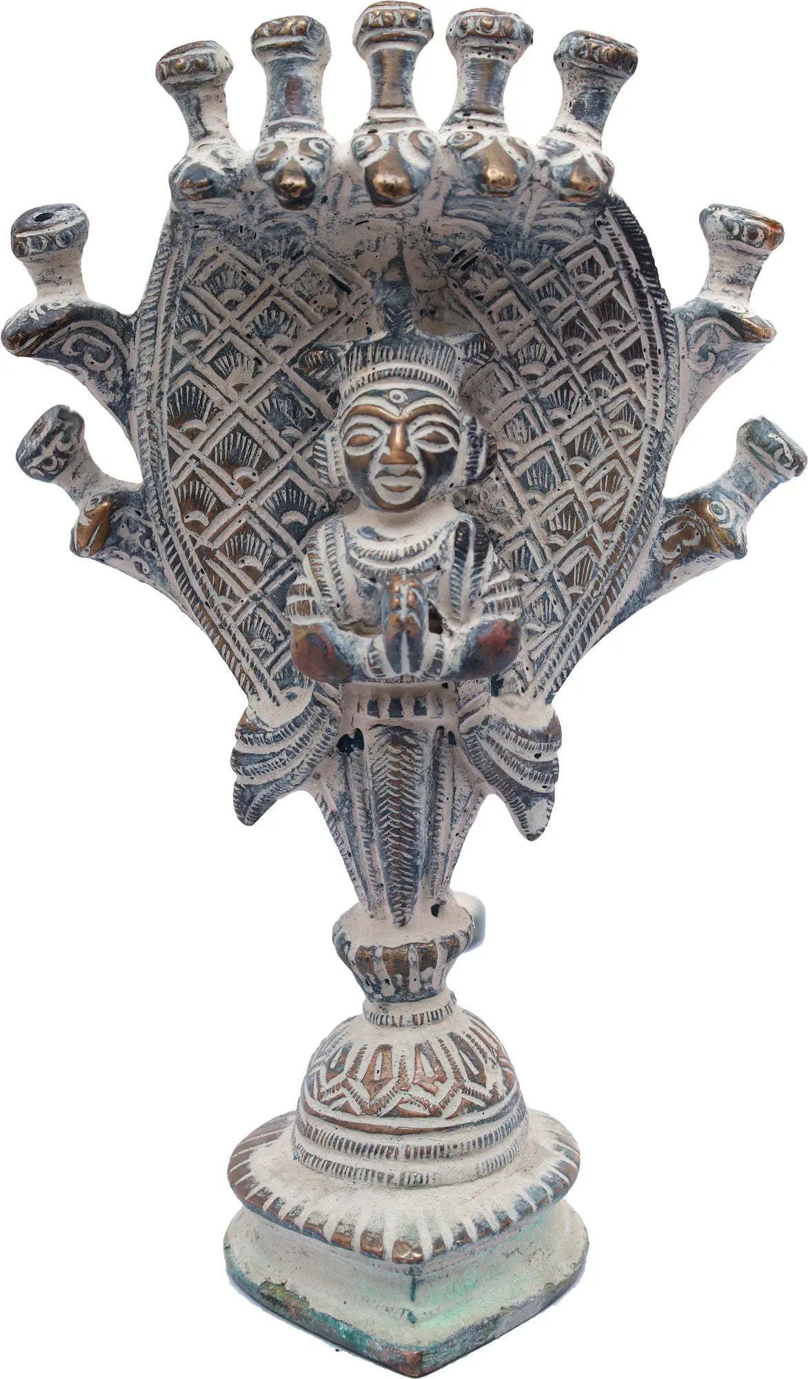 5" Incense Burner for Ten Sticks on the Serpent's Hoods in Brass | Handmade