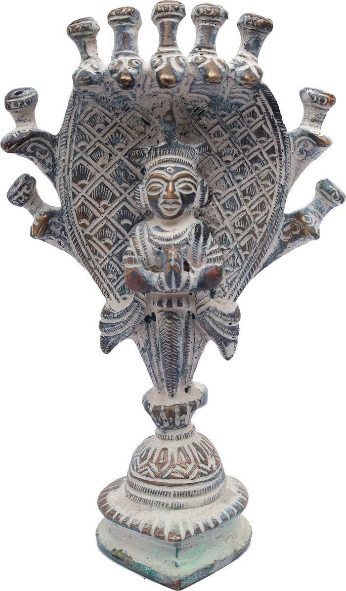 5" Incense Burner for Ten Sticks on the Serpent's Hoods in Brass | Handmade