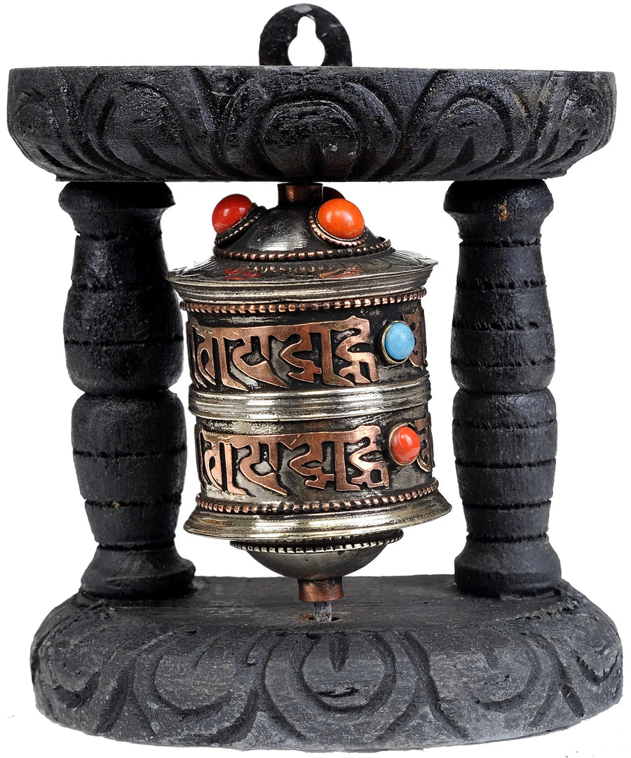Brass Prayer Wheel Statue