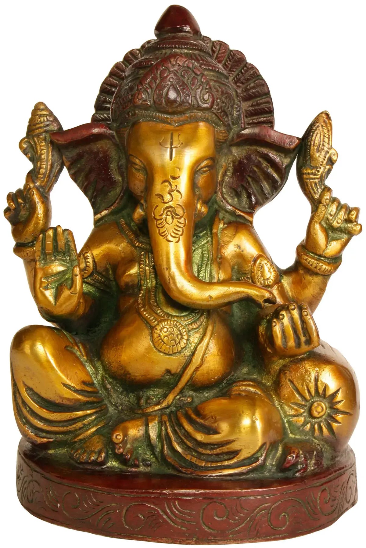 7" Small Blessing Ganesha Sculpture in Brass