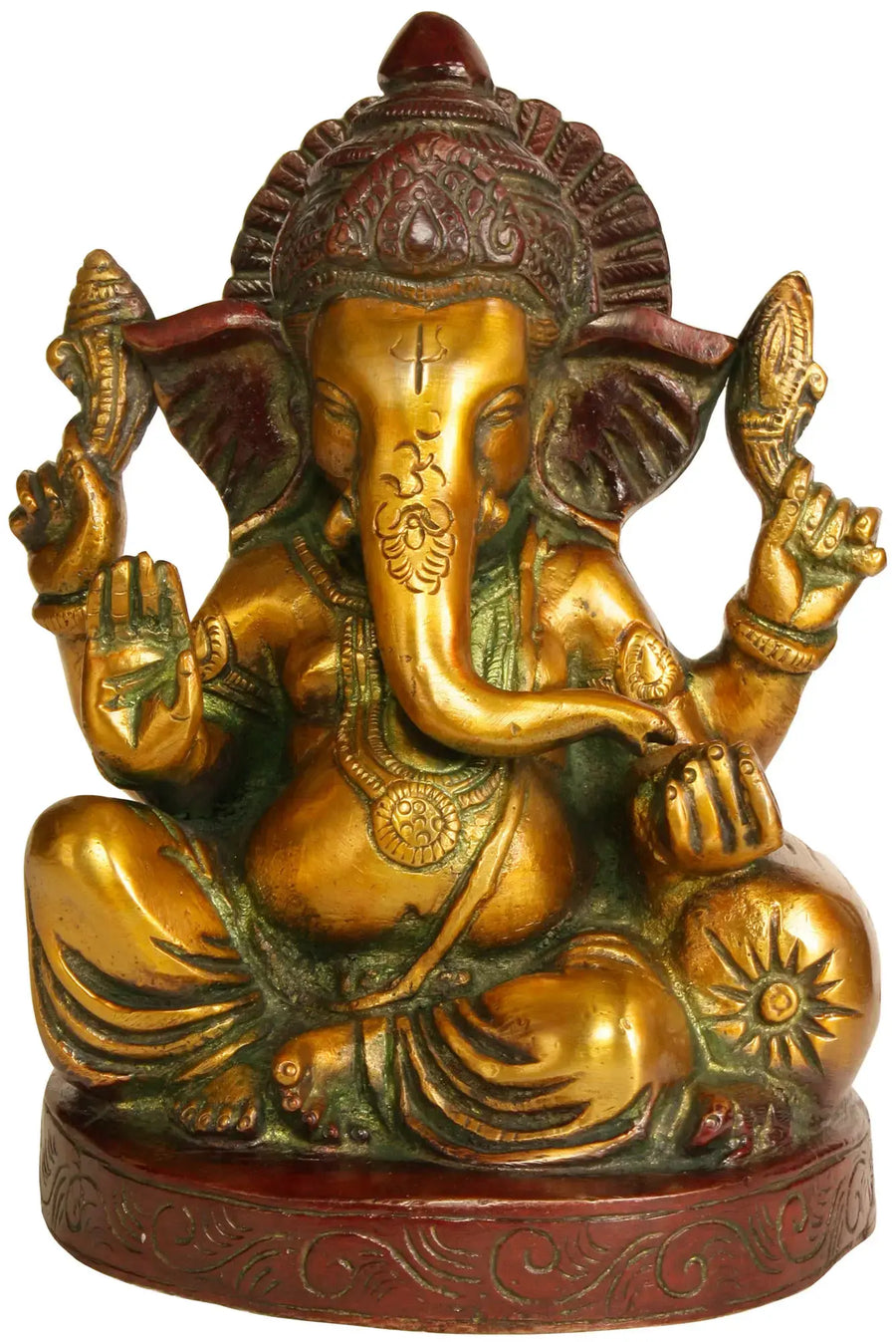 7" Brass Blessing Ganesha Statue Handmade