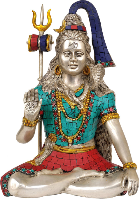 11" Lord Shiva Granting Abhaya In Brass | Handmade | Made In India