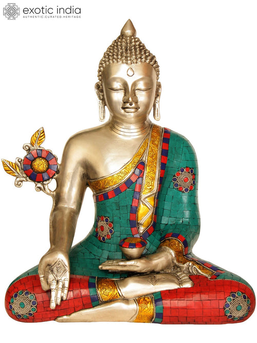 14" Medicine Buddha Handmade Brass Statue