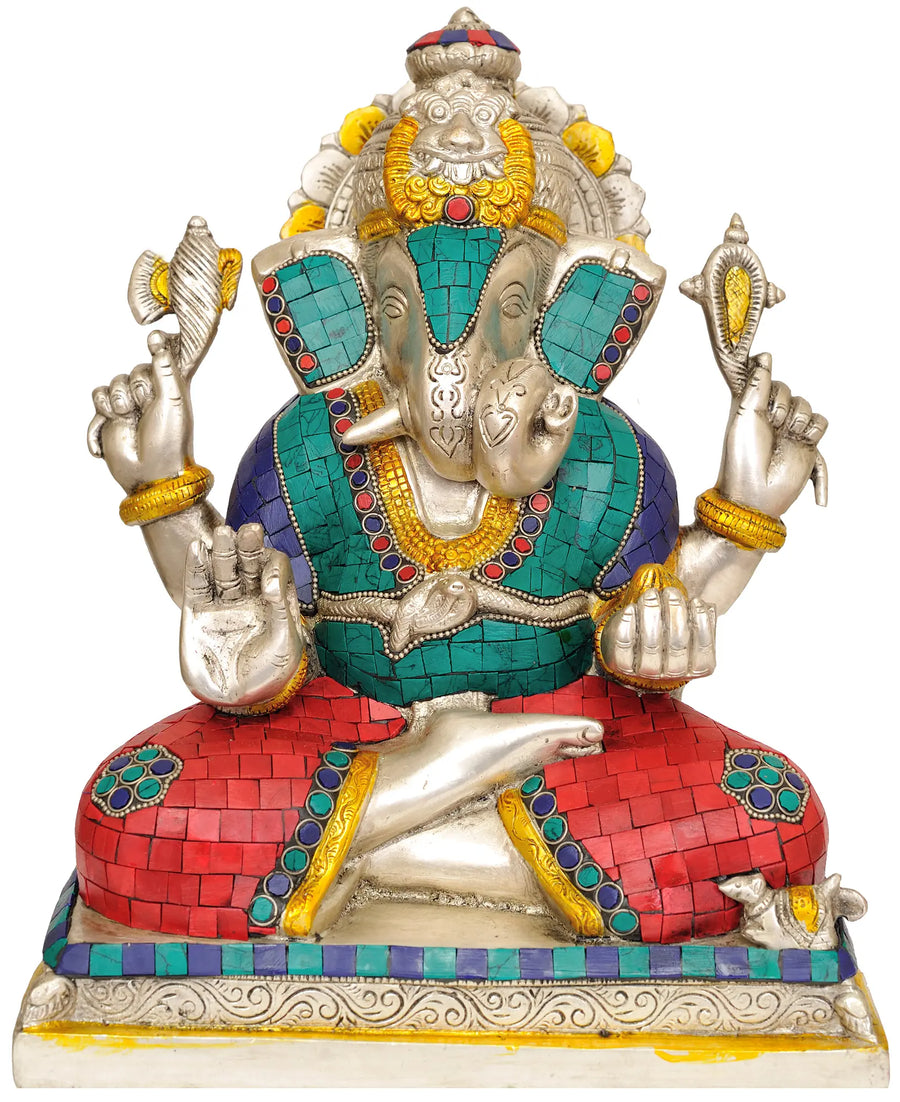 11" Handmade Ganesha Brass Idol for Pooja