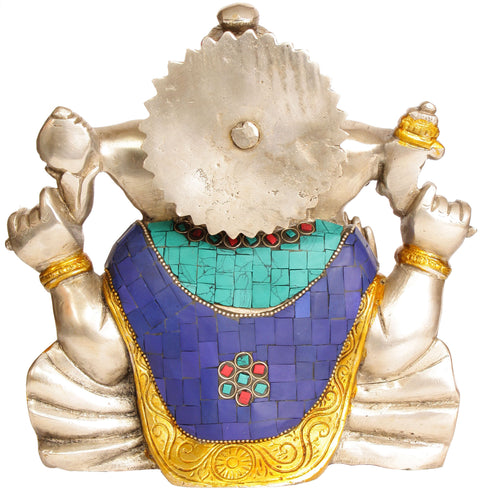 8" Lord Ganesha Seated in Easy Posture In Brass | Handmade | Made In India
