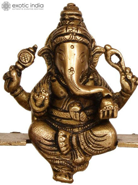 11" Swinging Ganesha Brass Sculpture | Handmade | Made in India